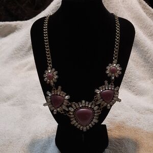Elegant Pink and Gold Statement Necklace
